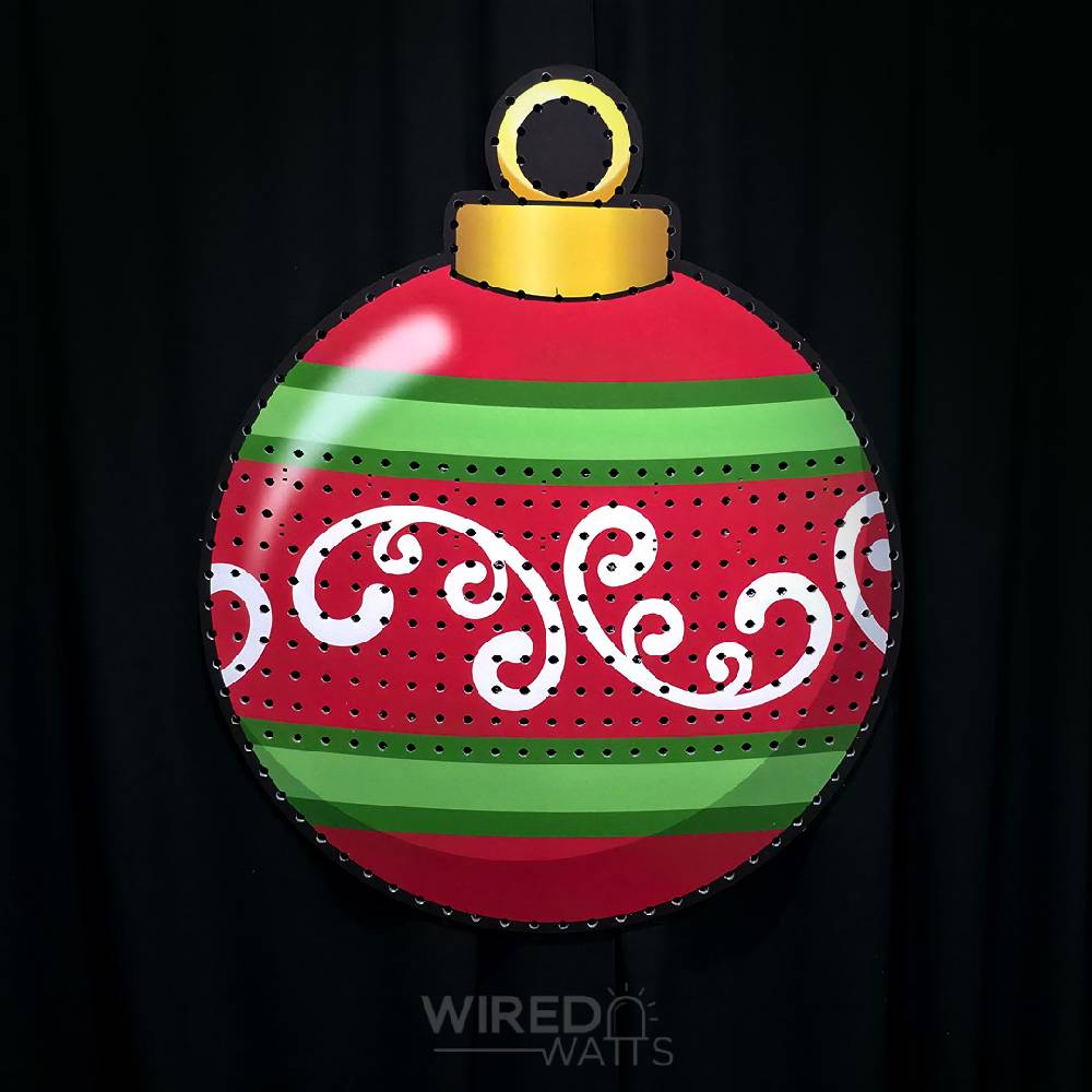 Large Round Christmas Bauble with Matrix Striped and Swirled