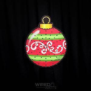 Small Round Christmas Bauble Striped and Swirled - Image 1