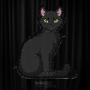 Singing Black Cat with Yellow Eyes Sitting - Image 1
