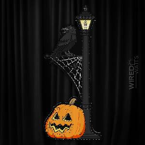 Lamp Post with Pumpkin and Raven - Image 1